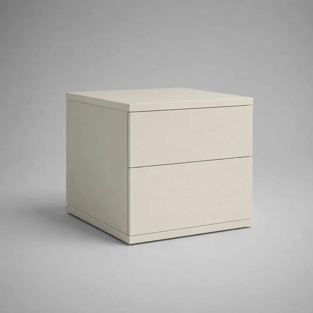 Comodino rettangolare in MDF avorio con 2 cassetti, 45 x 40 x 50 cm