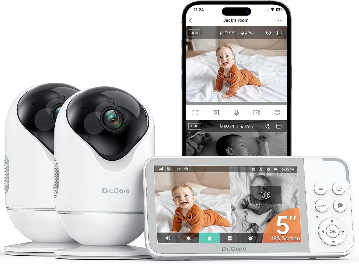 Monitor, Dr.Care, Wi-Fi, App & allarme movimento, 2 telecamere