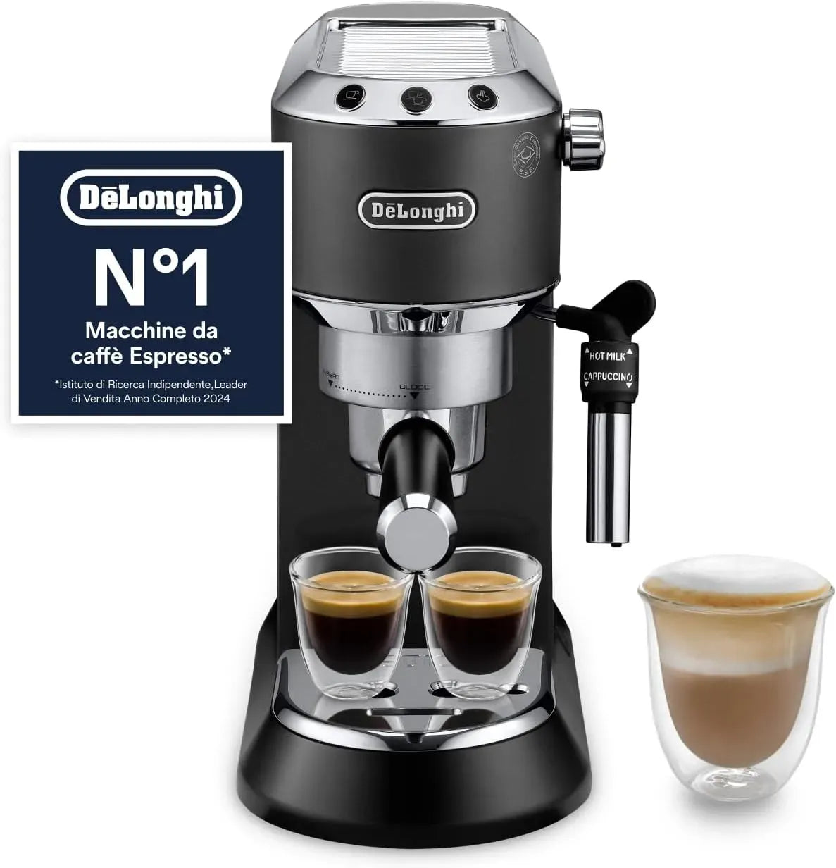 Montalatte EC685.BK, 15 cm, cappuccinatore, nero, Compatibile con Cialde ESE