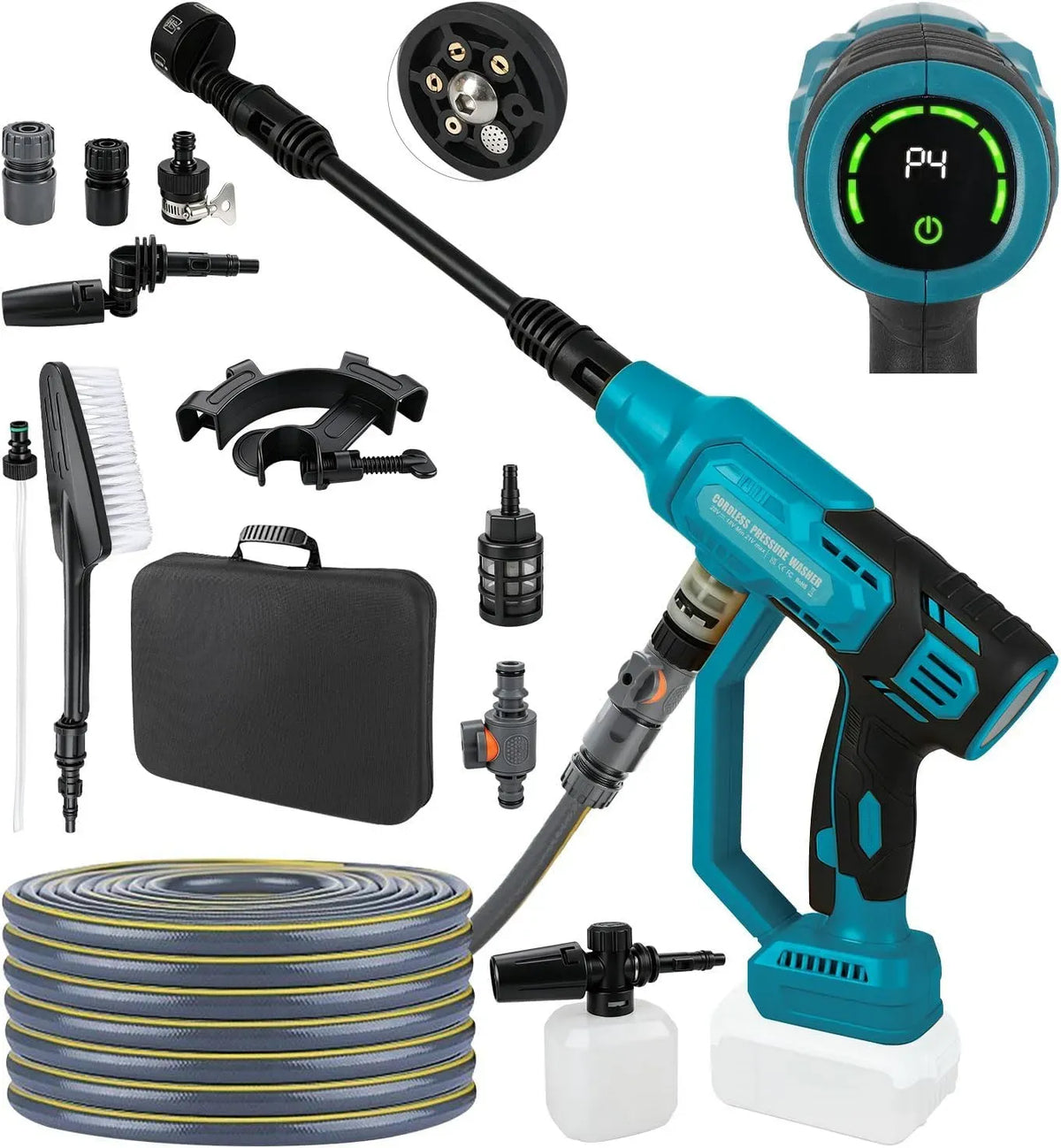 Makita Idropulitrice, 18 V, velocità a 4 livelli per la pulizia di pavimenti, 20000 giri/min, 986 PSI, ugello 6 in 1