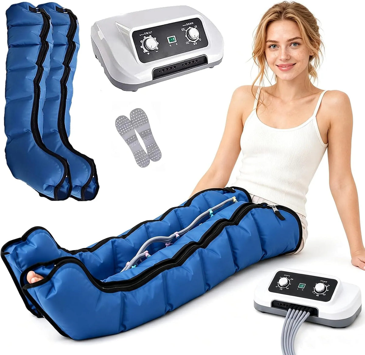 Pressoterapia, dispositivo pressoterapia per gambe, blu, per Casa 6 Camere