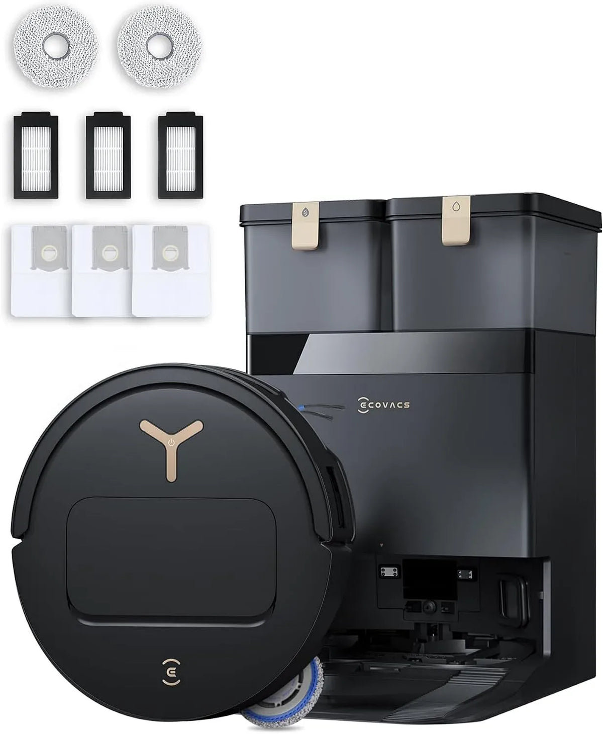 Robot aspirapolvere, ECOVACS DEEBOT AIVI 3D T50, effetto 3D, nero, 25000Pa, Lavaggio a 75°C
