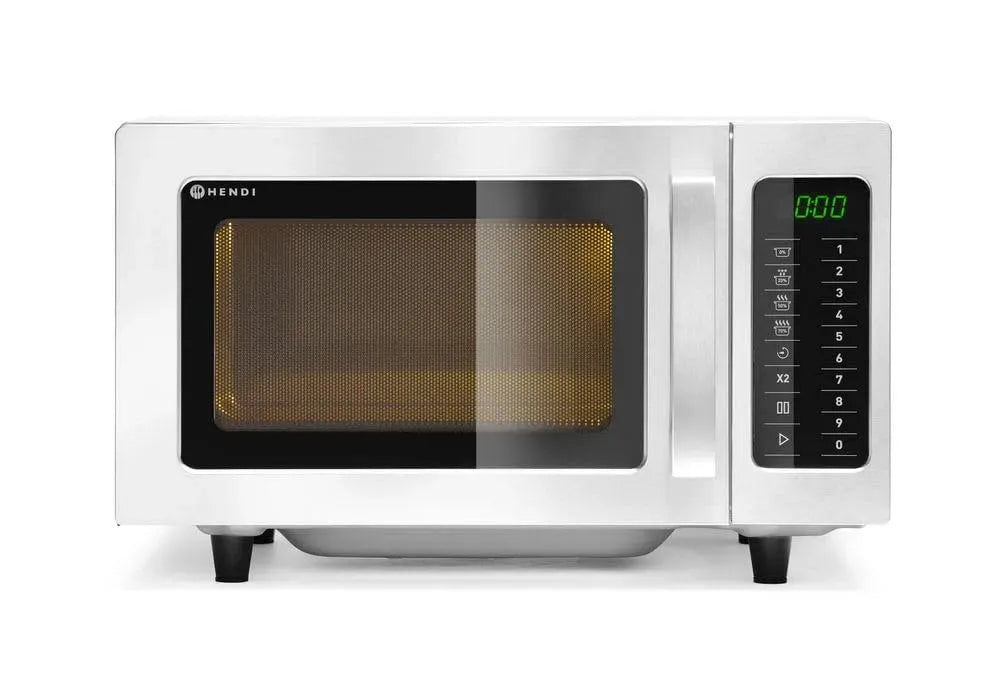 Forno a microonde, 25 L, 1000 W, 1550 W, 10 programmi, 230 V, HENDI, acciaio inox, diametro massimo del piatto: 320mm, camera 327x346x, 511x432x