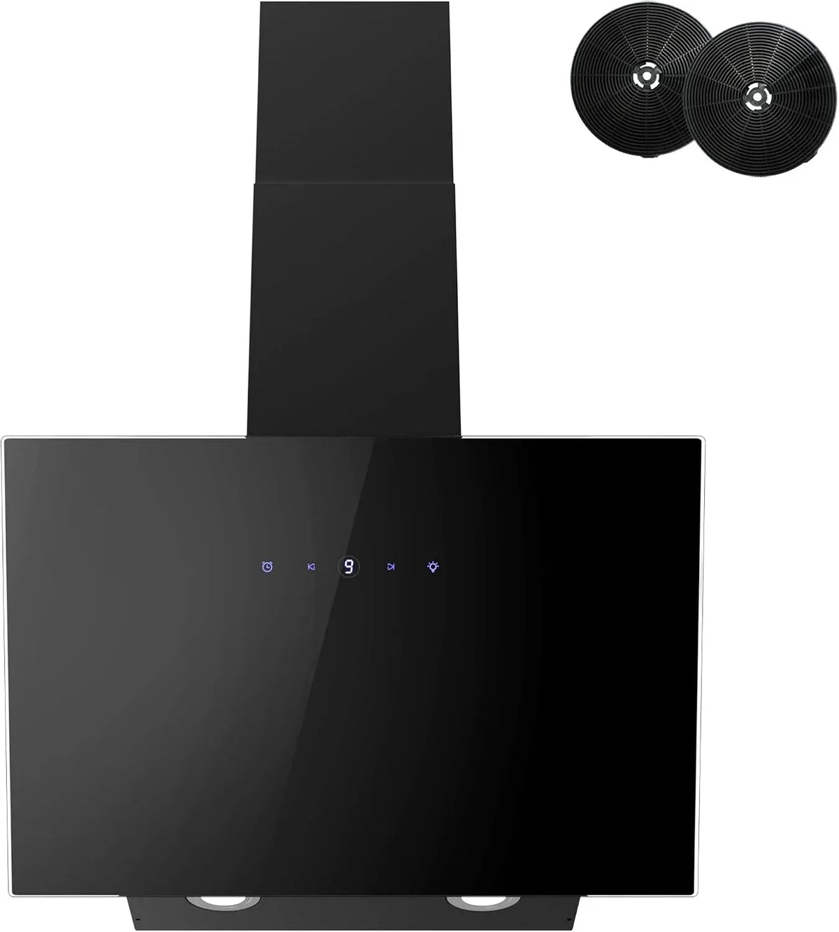 Cappa aspirante, 60 cm, cappa da cucina, FIREGAS, scarico e ricircolo, nero, 9 Livelli
