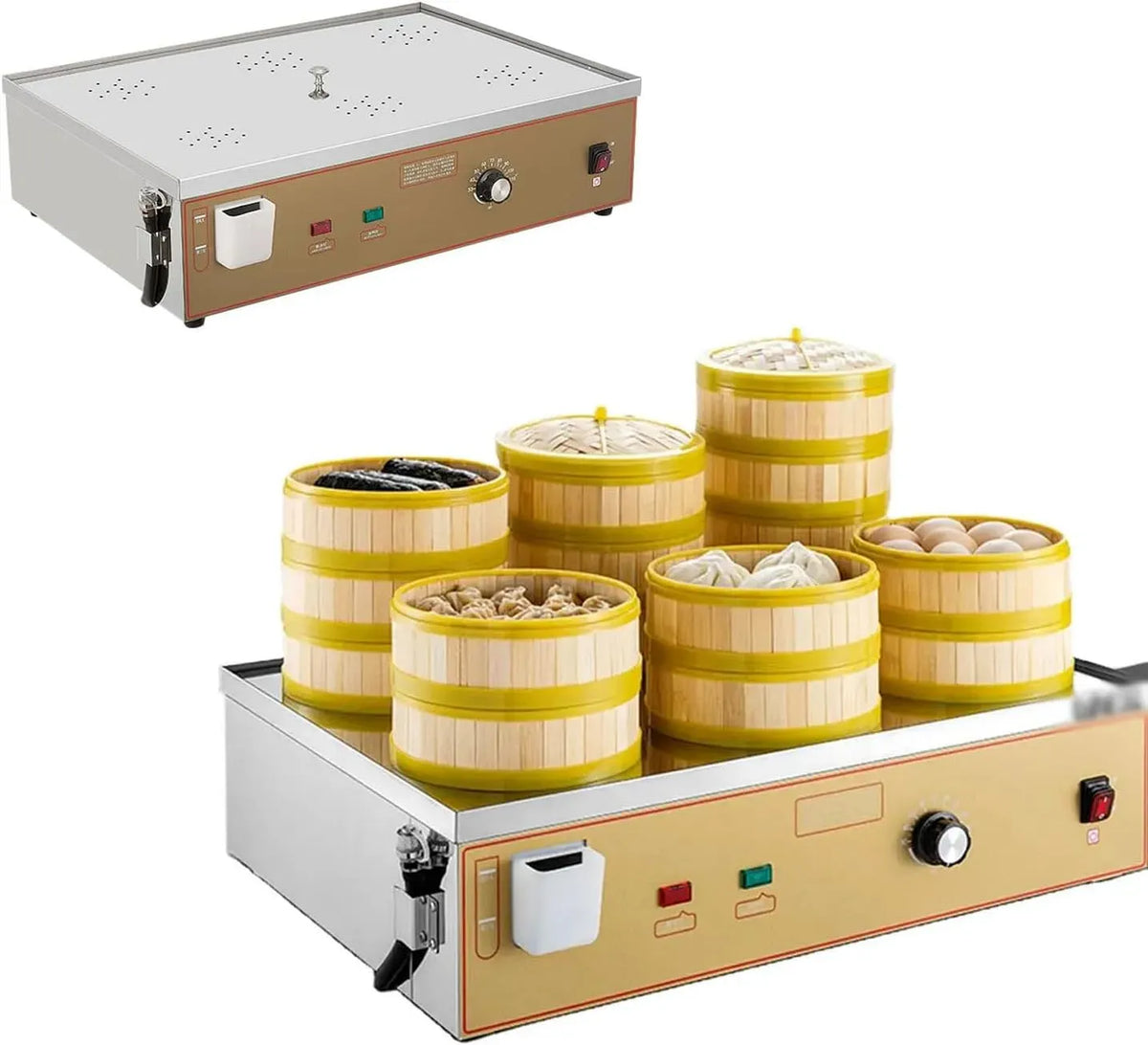 Tavolo, 4000 W, 30 a 110 °C, professionale, acciaio inox, funzione riscaldante, per Alimenti In Acciaio Inossidabile a 6 Fori Da 4000 W