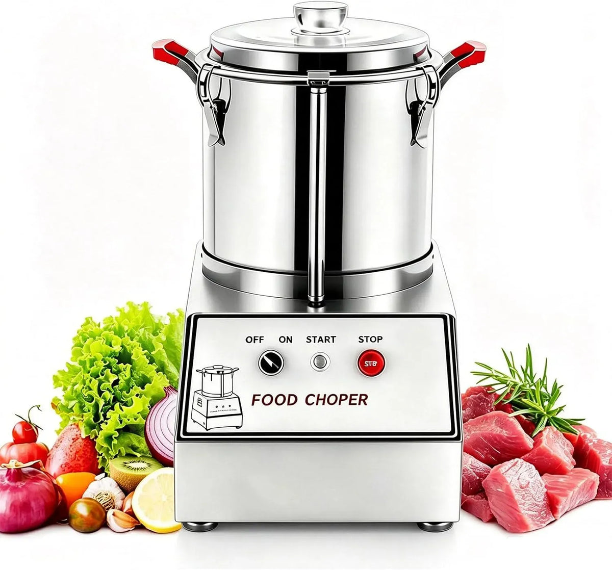 Robot da cucina 5L/7L/10L/15L, 15 L, 1400 W, professionale, acciaio inox, Tritatutto Elettrico 1400W in Acciaio Inox 201, Multifunzione per Bar