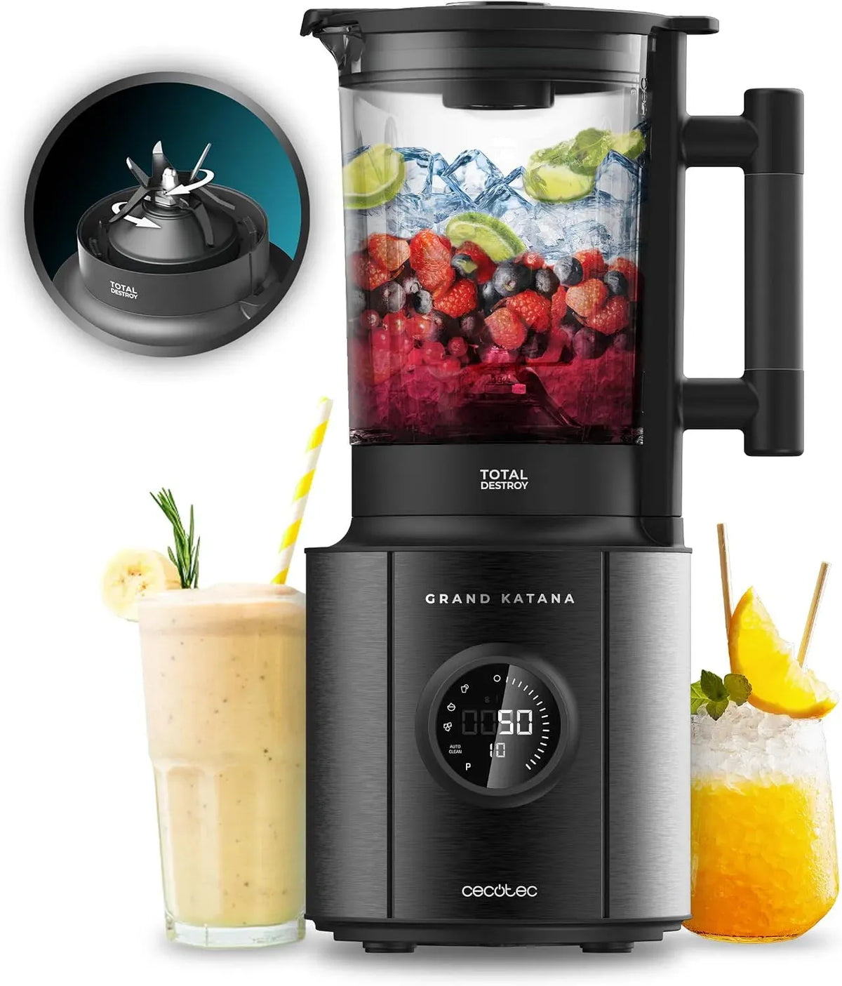 Cecotec 2700MAX Frullatore, 1,8 L, 2700 W, display digitale, Lama a 8 Lame con Rivestimento in Titanio, Caraffa in Vetro fuso da 1,8L