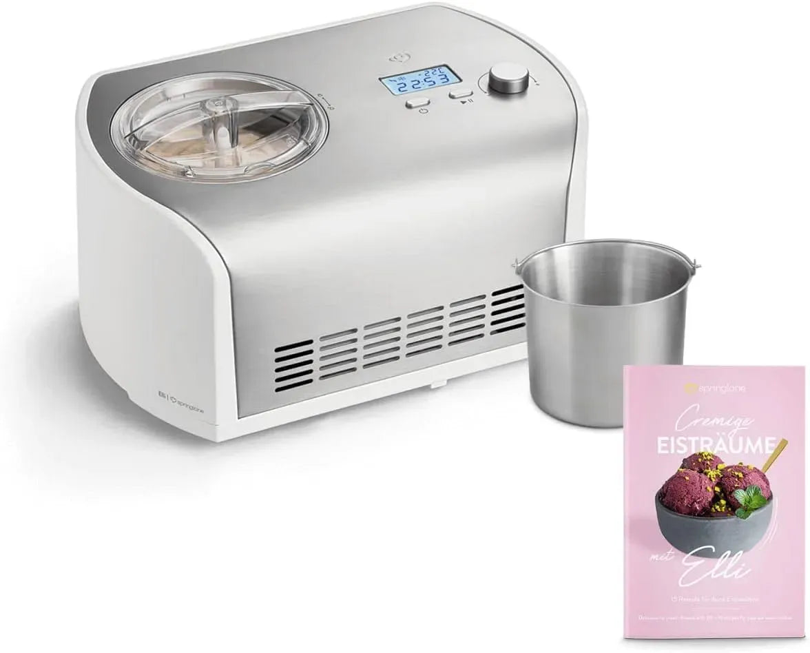contenitore, macchina per gelato e sorbetto, 1,2 L, rimovibile, acciaio inox, argento, per gelato rimovibile, SPRINGLANE