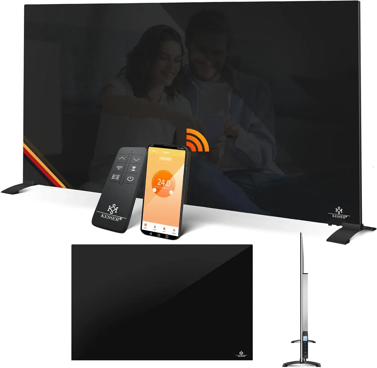 Riscaldamento elettrico con rilevazione, Convettore in Vetro, KESSER® Riscaldamento a Infrarossi 500W, 2 in 1 e Montaggio a Parete, Finestra Aperta +