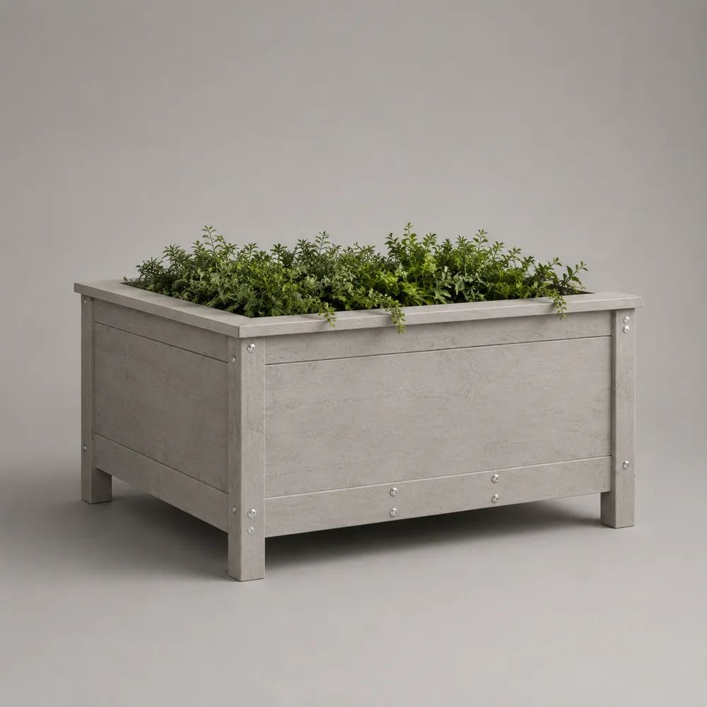 Fioriera rialzata rettangolare in acciaio zincato grigio 100 x 50 x 50 cm