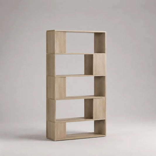 Libreria a giorno rettangolare in legno a 5 livelli, rovere chiaro, 80 x 30 x 180 cm