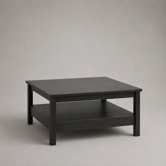 Tavolino da salotto quadrato in MDF con ripiano inferiore, nero, 80 x 80 x 45 cm