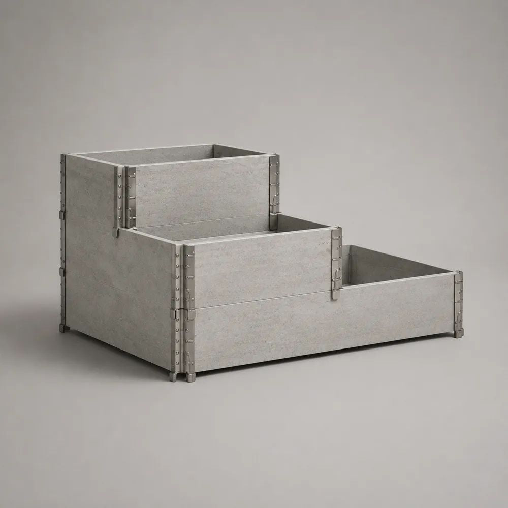 Fioriera rialzata per orto a 3 livelli in acciaio zincato grigio, 120 × 120 × 60 cm