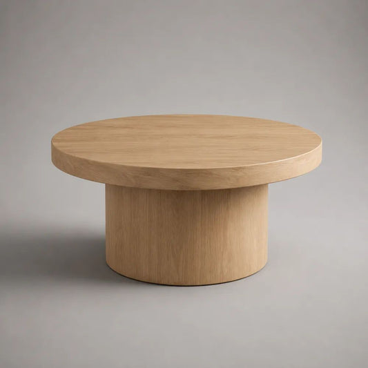 Tavolino da salotto rotondo in MDF impiallacciato rovere naturale Ø 80 x H 42 cm