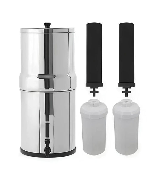Rubinetto da cucina, 8,5 L, acciaio inox, Filtro Acqua a Gravità 8,5 L in Acciaio Inox 304, 2 Cartucce Filtranti Incluse