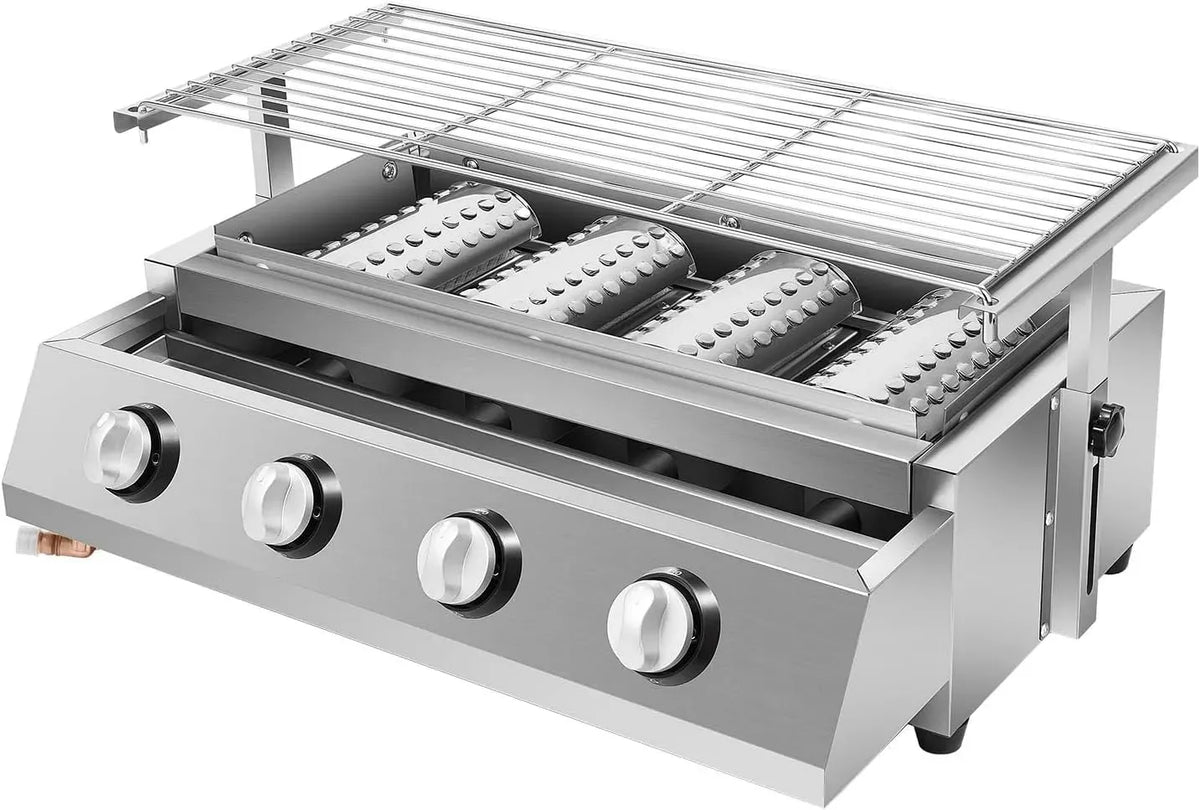 Barbecue, barbecue alimentato a gas, 57 x 39 x 17,5 cm, portatile, acciaio inox, per grigliare bistecche