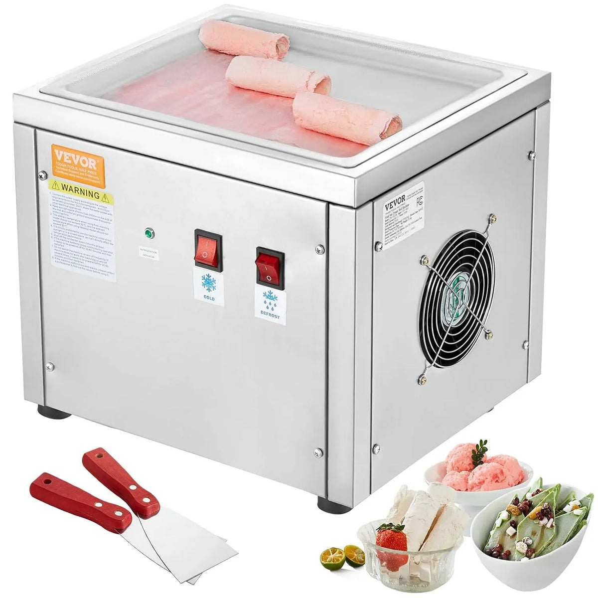 VEVOR Macchina per Rotoli, Macchina per Gelato, 11 pollici, acciaio inox, per Rotoli di Gelato Fritto