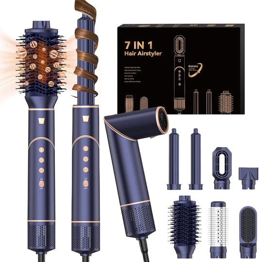 Spazzola, blu, per Capelli Ricci, 7 en 1 Spazzola Asciugacapelli Ioni & Air Styler ad Alta Velocità 110,000 RPM Asciugatura Rapida