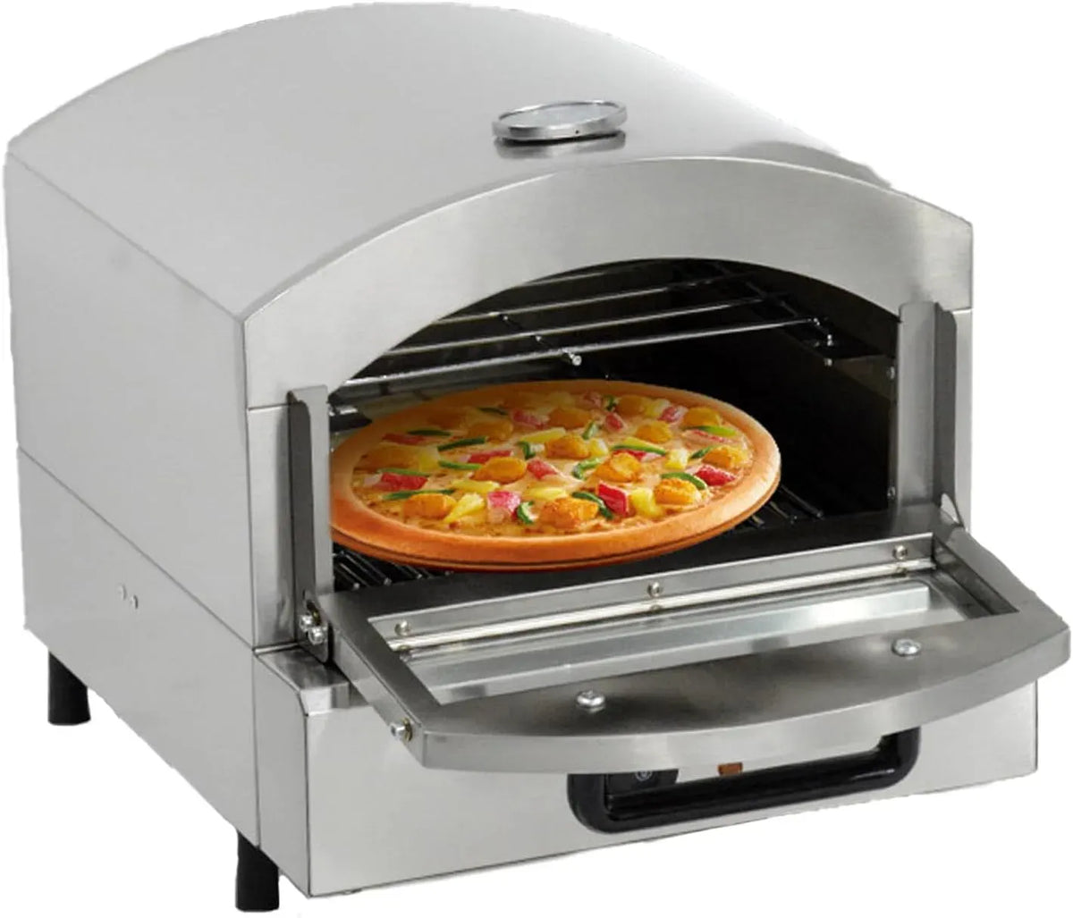 Forno elettrico per pizza, 12 pollici, portatile, esterno, pietra refrattaria, acciaio inox
