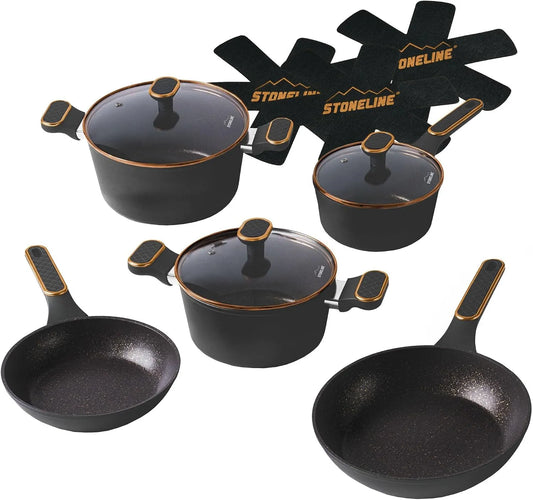 Pentola e padella, 24 cm, STONELINE, rivestimento antiaderente, nero