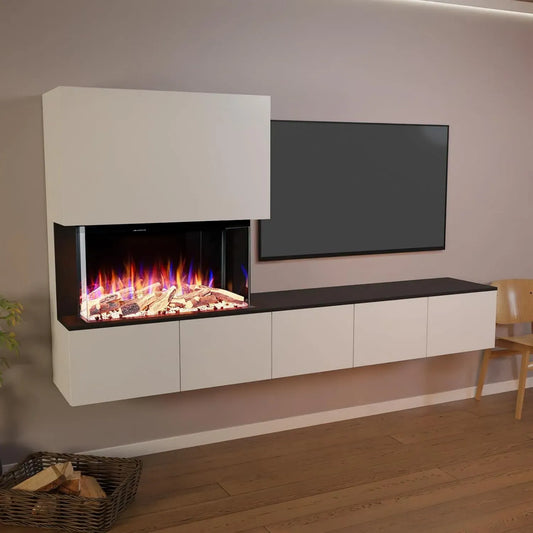 Smart TV, 250 x 139,5 x 42,4 cm, 250 × 139, televisore, GLOW FIRE CW5, timer, effetto 3D, nero, realistico fuoco LED 3D E-Motion, camino e timer