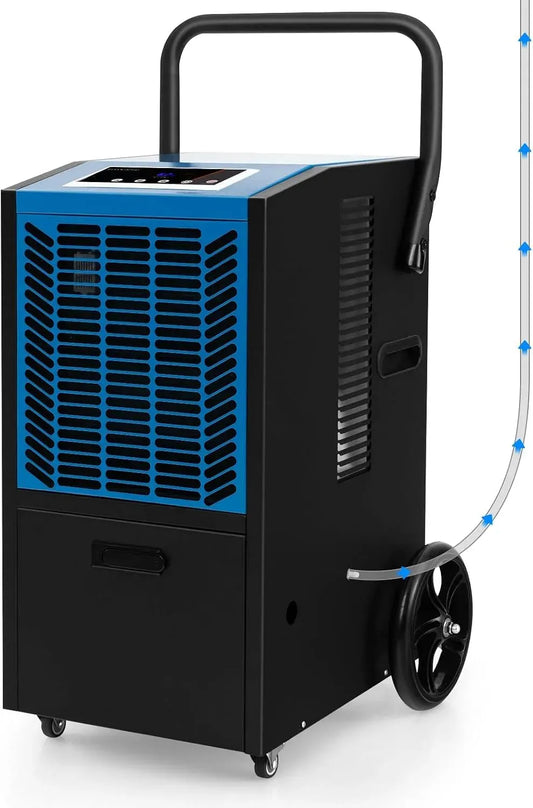 Deumidificatore RELAX4LIFE 66L/giorno, portatile, ruote di trasporto, timer, professionale, blu, Adatto fino a 418㎡, Timer 24H