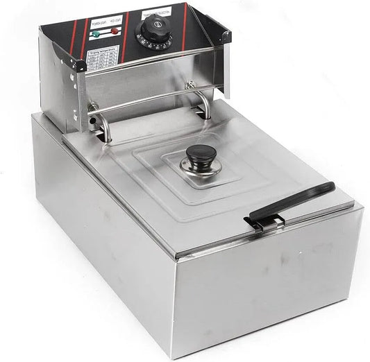 l/6 Friggitrice elettrica in acciaio inox, doppia friggitrice, 3 l, 2500 W, 1 friggitrice, friggitrice giovane, friggitrice con funzione zona fredda e