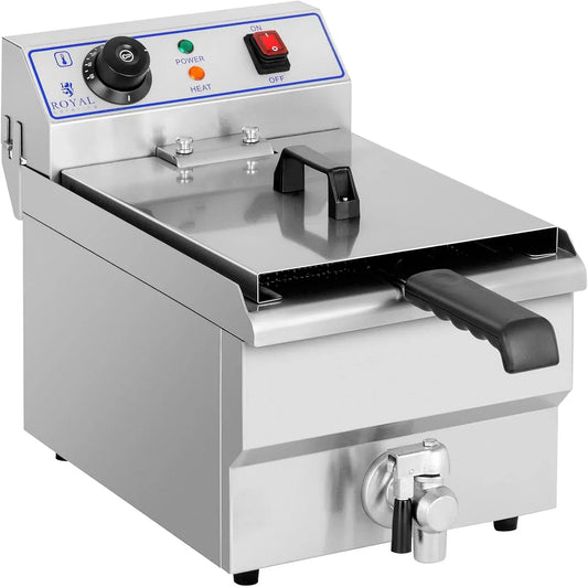 RCEF-10EH Acciaio Inox, 10 L totale, per Royal Catering Friggitrice Elettrica Friggitrice Professionale, 6,5 L di olio, 3.200 W
