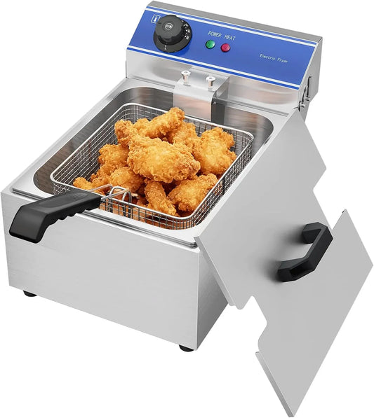 220V-240V elettrica in acciaio inox dotato di il coperchio e il cestello, elettrica commerciale 3000W 10L totale 6L capacità di olio max