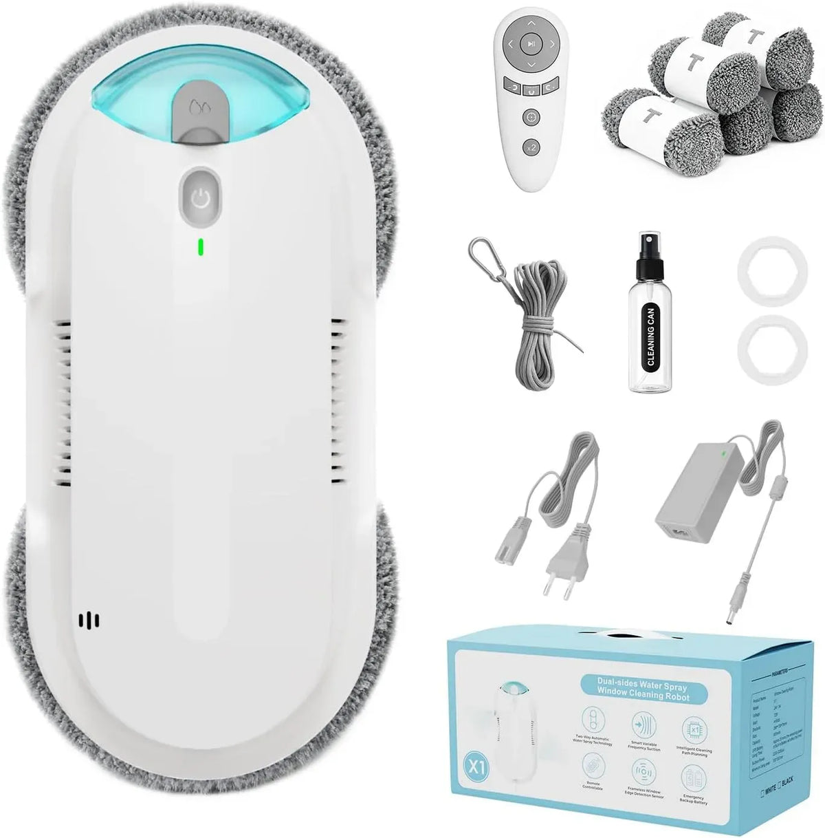 4800-6400pa Lavavetri, pulitore elettrico per vetri, bianco, Robot