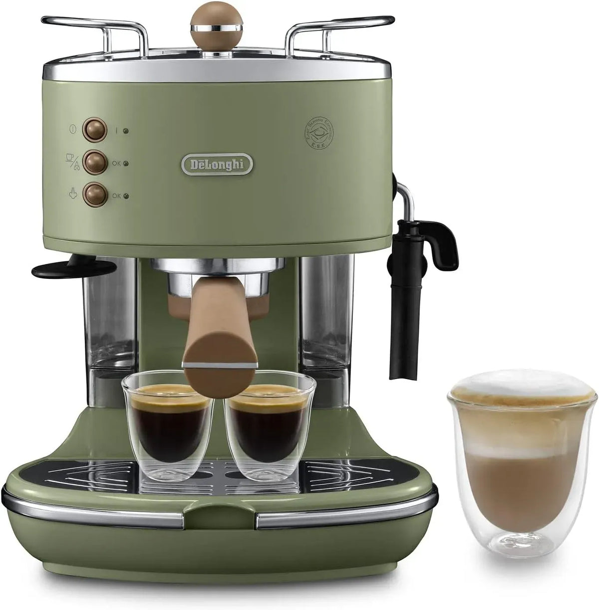 De'Longhi ECOV311.GR Macchina da Espresso, macchina da caffè elettrica, 1,4 L, ampio serbatoio, acciaio inox, verde