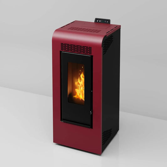 KW 4 Stufa Canalizzata, 10,26 KW, Stufa a Pellet Ventilata Canalizzata Giulia 10 Bordeaux 10,26 Stelle 100 m2 riscaldabili
