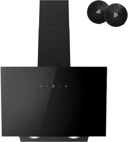 Cappa aspirante, 60 cm, cappa da cucina, FIREGAS, scarico e ricircolo, nero, 9 Livelli