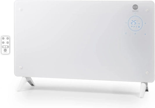 24h termostato ambiente, MACOM, 1000/2000 W, Enjoy & Relax 937 Thermo Glass, Elegante Termoconvettore in vetro temperato, riscaldamento rapido