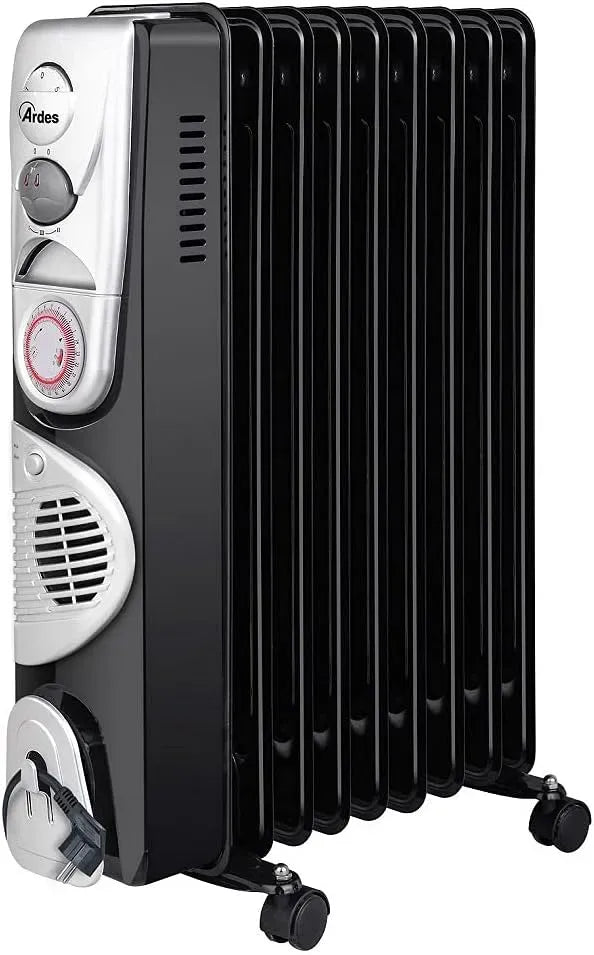 Termoventilatore, 2400 W, ARDES OILO9, stufa elettrica, TURBO TIME Radiatore a olio 2400 W con 9 elementi