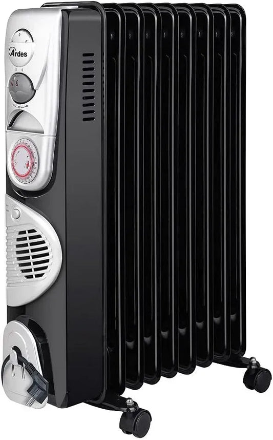 Termoventilatore, 2400 W, ARDES OILO9, stufa elettrica, TURBO TIME Radiatore a olio 2400 W con 9 elementi