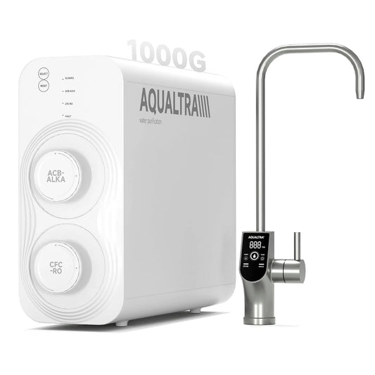 Lavello da cucina, AQUALTRA USF-AR-1000 NSF/ANSI/CAN372, ampio serbatoio, rapporto puro/scarico 3:1, rubinetto LED intelligente