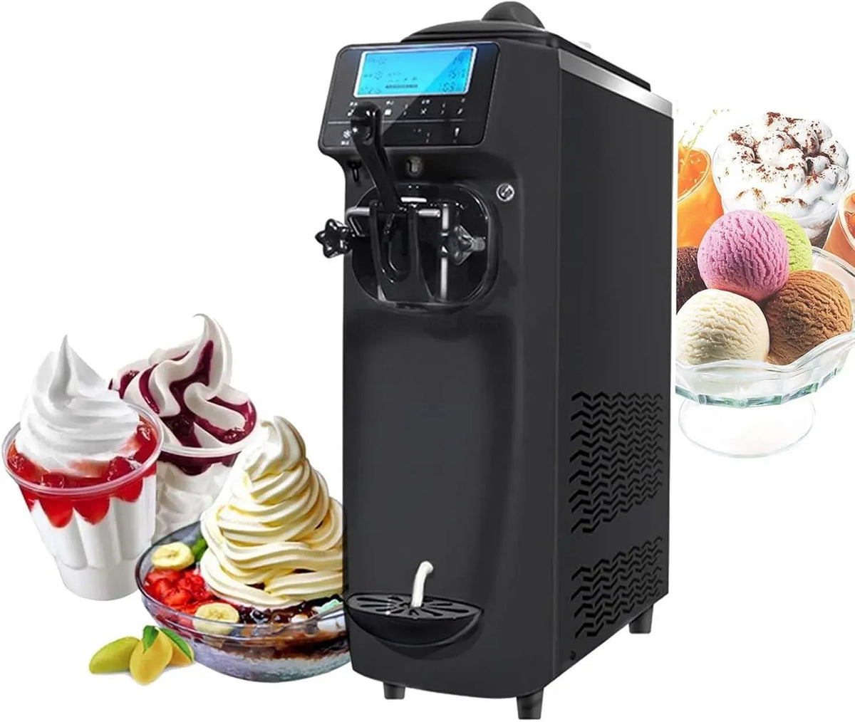 Macchina per gelato, macchina per gelato e sorbetto, 16 l/h, touch, professionale, 8 pezzi