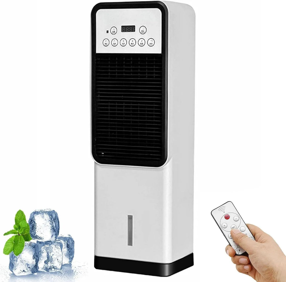 Condizionatore, 2 L, portatile, timer, 3 velocità, ampio serbatoio, timer da 12 ore, serbatoio dell'acqua da 2 litri, 4 modalità e 3 velocità