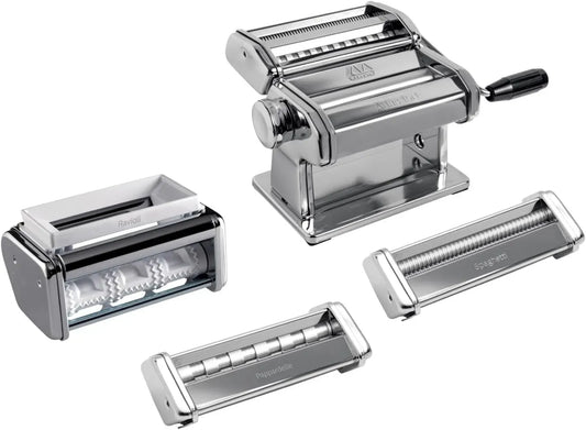 Set Macchine per Pasta, Marcato MULTIPAST, 20x20x15 cm, Acciaio Cromato, Diversi Formati di Pasta