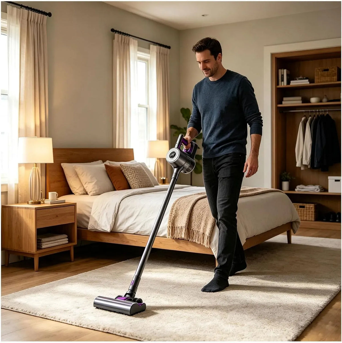 Aspirapolvere, aspiratore elettrico domestico, senza fili, Aspirapolvere Ssenza Fili 30 Minuti Autonomia