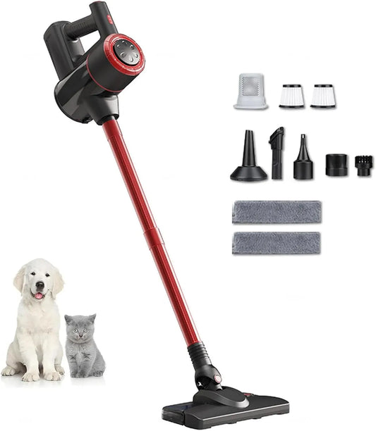 Aspirapolvere 18KPa/120W/35Mins, 120 W, rosso, Lavapavimenti Senza Filo 5 in 1