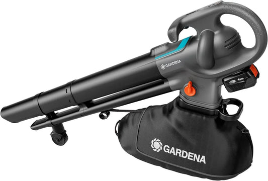 P4A Senza fili, Cambio rapido di modalità, Gardena Soffiatore/Aspiratore A BatteriaPowerJet Collect 18V Solo: Potente flusso d'aria, 14895-55