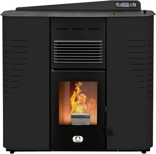 19H A PELLET ITALIA Marmolada 14 KW WiFi, Stufa ad Aria Ventilata Efficienza 92% Scalda 130m² Autonomia Programmabile 5 Velocità e Potenze Design