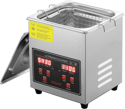 Macchina per la, riscaldatore, Pulitore, vasca per pulizia a ultrasuoni, 2 L, timer, acciaio inox, funzione riscaldante, per Gioielli Ultra