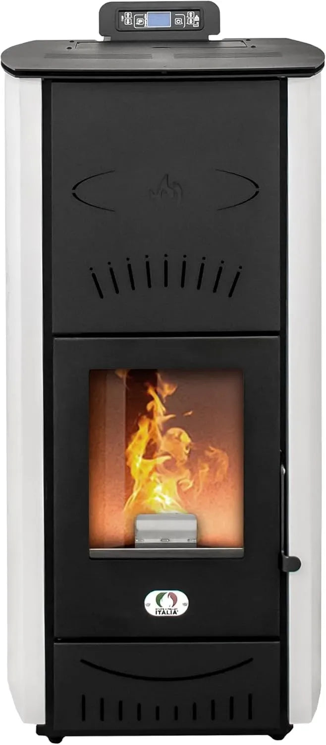22H A PELLET ITALIA Asia 24 Kw, Stufa a Pellet Idro Efficienza 92% Scalda 180m² Autonomia Programmabile 5 Velocità e Potenze Garanzia 24 Mesi Bianco