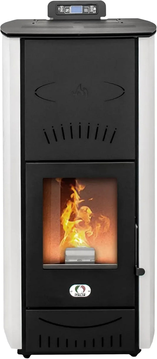 22H A PELLET ITALIA Asia 24 Kw, Stufa a Pellet Idro Efficienza 92% Scalda 180m² Autonomia Programmabile 5 Velocità e Potenze Garanzia 24 Mesi Bianco