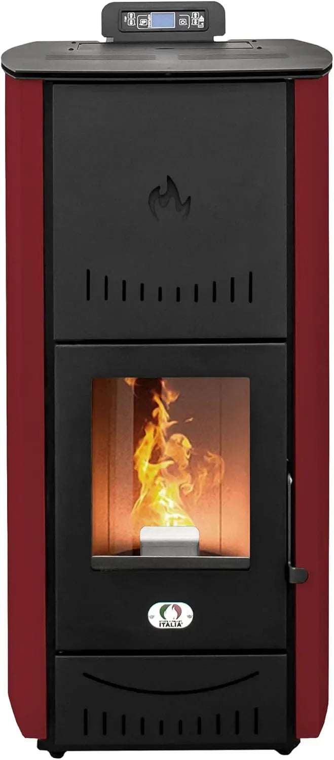 22H A PELLET ITALIA New York 20 Kw, Stufa a Pellet Idro Produce Calore e Acqua Calda Efficienza 90% Scalda 120m² Autonomia Programmabile Garanzia 24