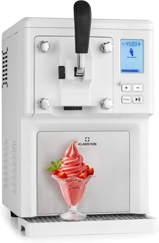 Klarstein timer digitale, Sweet Sundae Gelatiera per gelato soft, per compressore autoraffreddante, 1,5 litri, senza pre-congelamento, funzione di