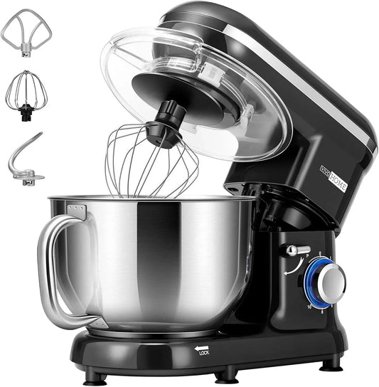 Contenitore, 5,7 L, 1500 W, professionale, acciaio inox, nero, per Impastare Frusta per Dolci, VIVOHOME